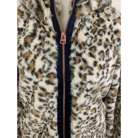 Lucky Brand Animal Print Faux Fur Hooded Jacket - Picture 6 of 10